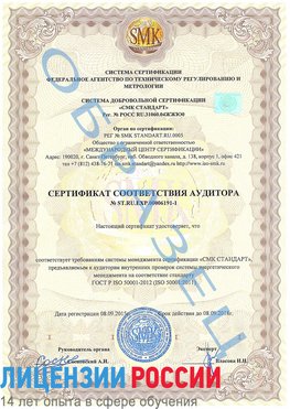 Образец сертификата соответствия аудитора №ST.RU.EXP.00006191-1 Истра Сертификат ISO 50001